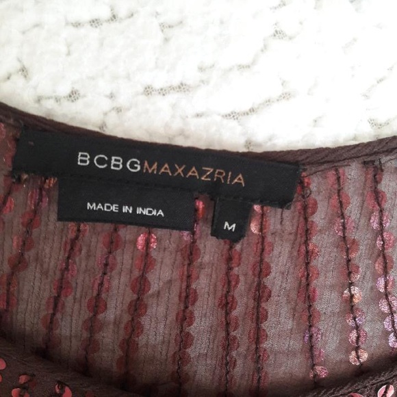 BCBG brown silk sequin top. - Picture 4 of 5